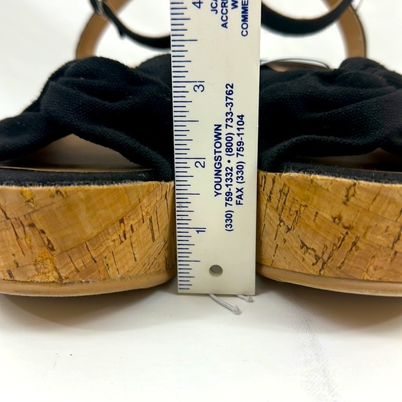 Universal Threads Millie Black Fabric Platform Cork Wedge Wrap Ankle - Picture 10 of 14